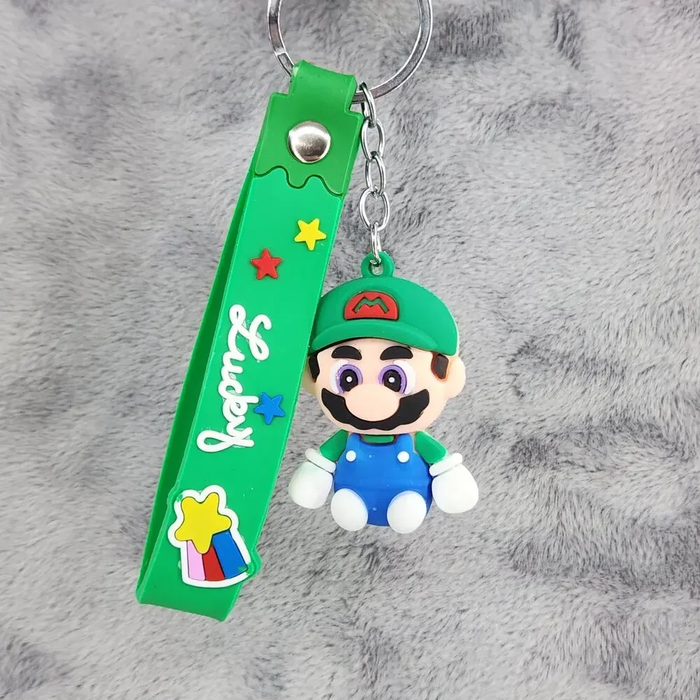 *NEW* Mario! Super Mario 3D Figure Keychain & Strap Bag Charm PVC/Silicone Green